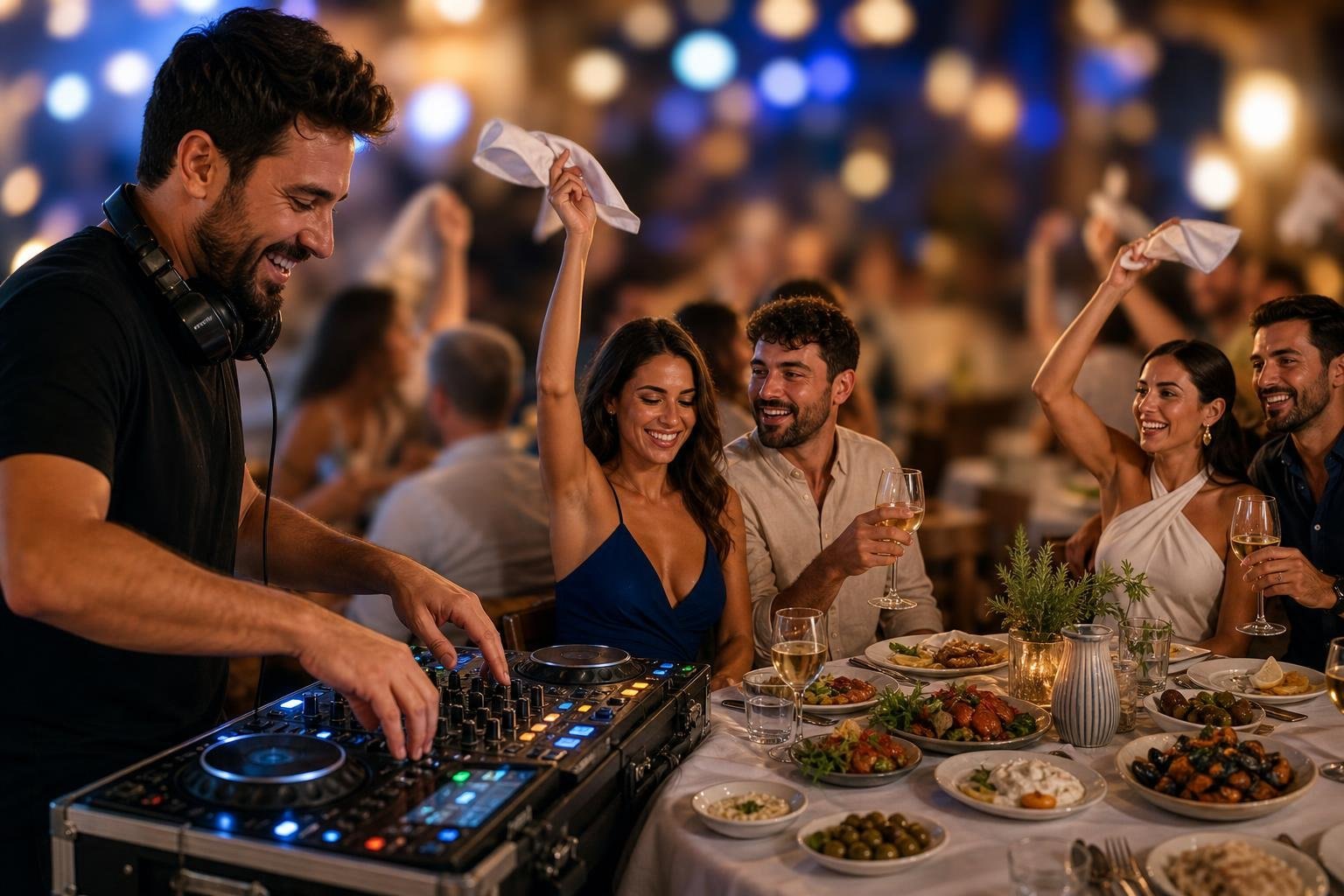 KI-Illustration zum Thema Samstags: Die legendäre Serviettenparty im CAVOS Stuttgart