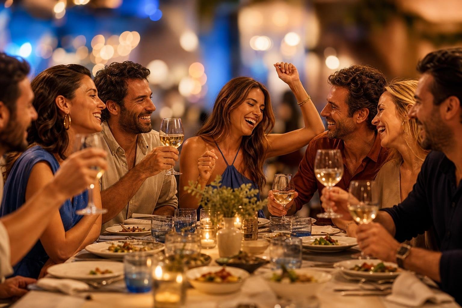 KI-Illustration zum Thema Geburtstag ohne Ortswechsel: Essen, Meze und Party im CAVOS