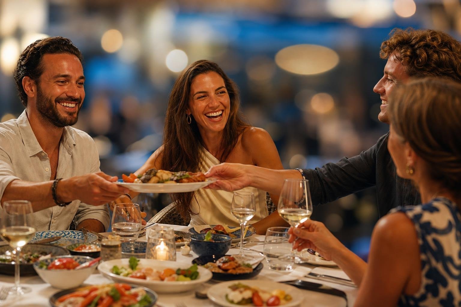 KI-Illustration zum Thema Warum Meze das perfekte Essen für einen geselligen Abend ist