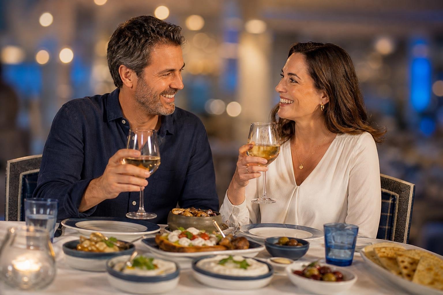 KI-Illustration zum Thema Meze im CAVOS – Gemeinsam schmeckt’s einfach besser