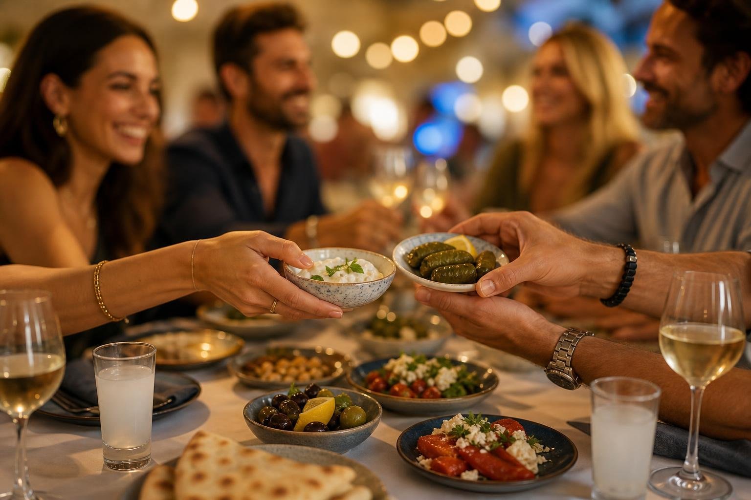 KI-Illustration zum Thema Vom gemütlichen Meze-Abend direkt in die Partynacht im CAVOS