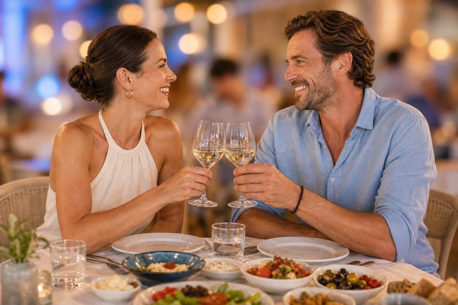 KI-Illustration zum Thema Geburtstag ohne Ortswechsel: Essen, Meze und Party im CAVOS
